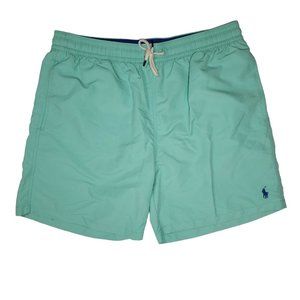 Polo Swim Trunks Board Shorts Brief-Lined Pull-On Aqua Teal Surf Beach Pool